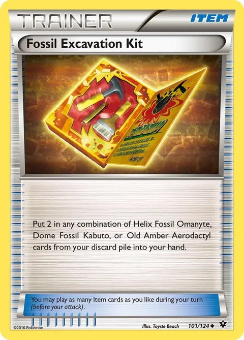 Fossil Excavation Kit #101/124 Reverse Holofoil Pokémon card from XY - Fates Collide