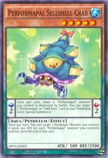Performapal Sellshell Crab SHVI-EN002 Unlimited Yu-Gi-Oh card from Shining Victories