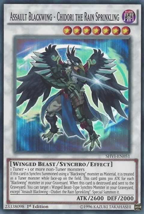 Assault Blackwing - Chidori the Rain Sprinkling SHVI-EN051 1st Edition Yu-Gi-Oh card from Shining Victories
