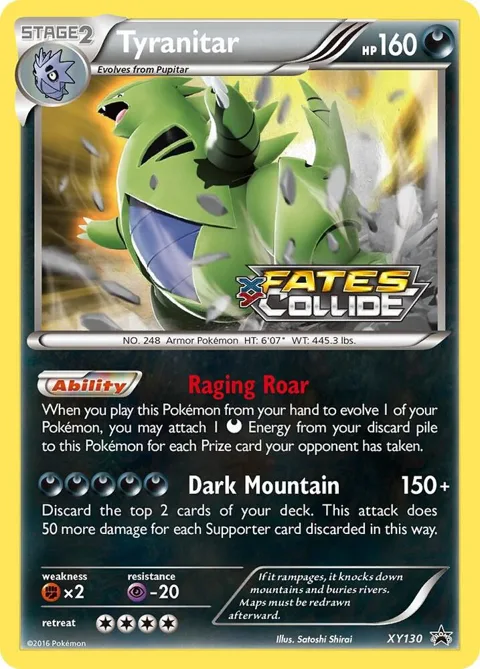 Tyranitar Prerelease #XY130 Holofoil Pokémon card from XY Promos