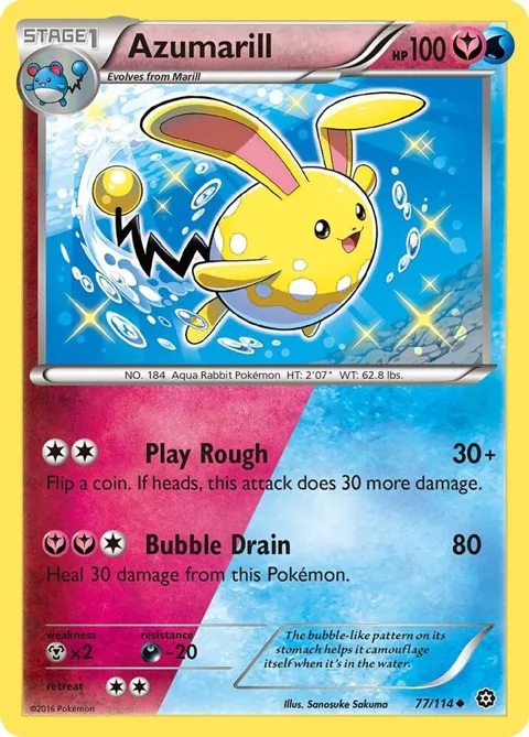 Azumarill #77/114 Reverse Holofoil Pokémon card from XY - Steam Siege