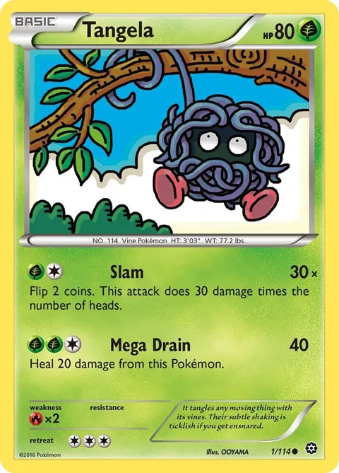 Tangela #1/114 Reverse Holofoil Pokémon card from XY - Steam Siege