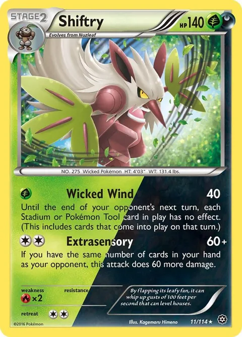 Shiftry #11/114 Reverse Holofoil Pokémon card from XY - Steam Siege