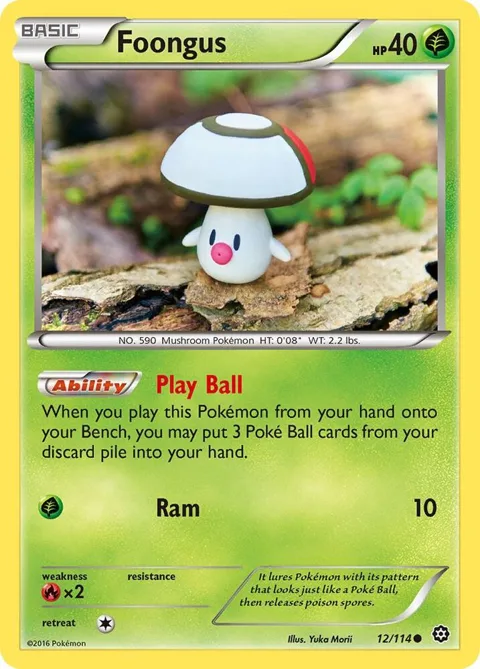 Foongus #12/114 Reverse Holofoil Pokémon card from XY - Steam Siege