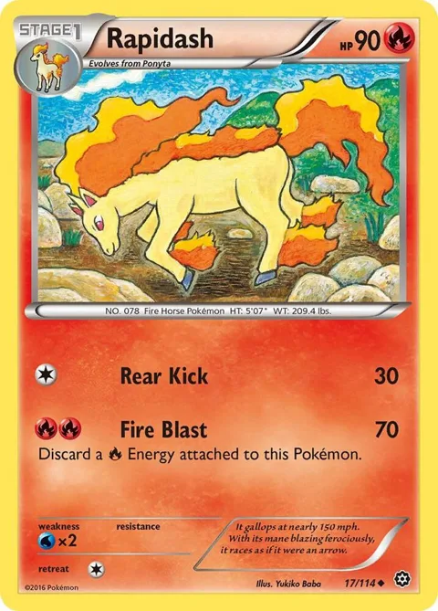Rapidash #17/114 Reverse Holofoil Pokémon card from XY - Steam Siege