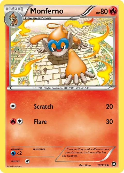 Monferno #19/114 Pokémon card from XY - Steam Siege
