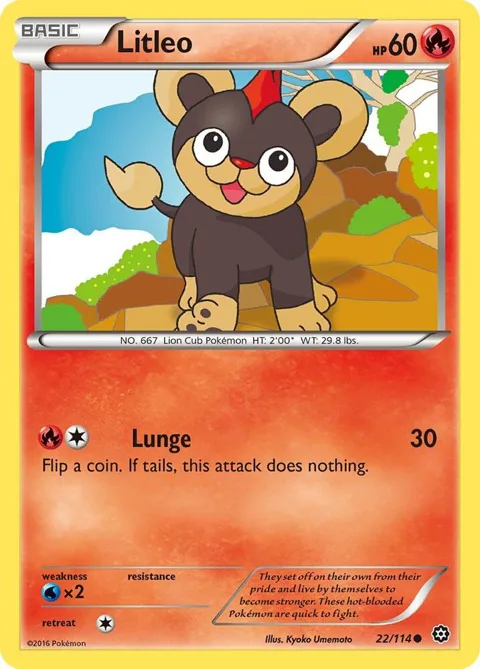 Litleo #22/114 Reverse Holofoil Pokémon card from XY - Steam Siege