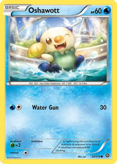 Oshawott #30/114 Reverse Holofoil Pokémon card from XY - Steam Siege