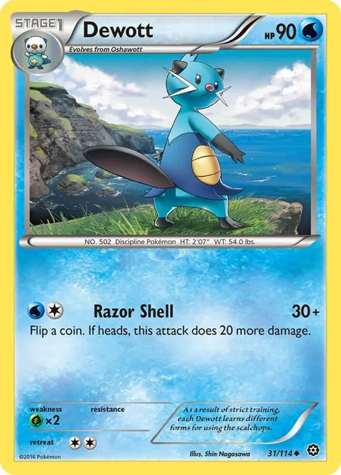 Dewott #31/114 Pokémon card from XY - Steam Siege