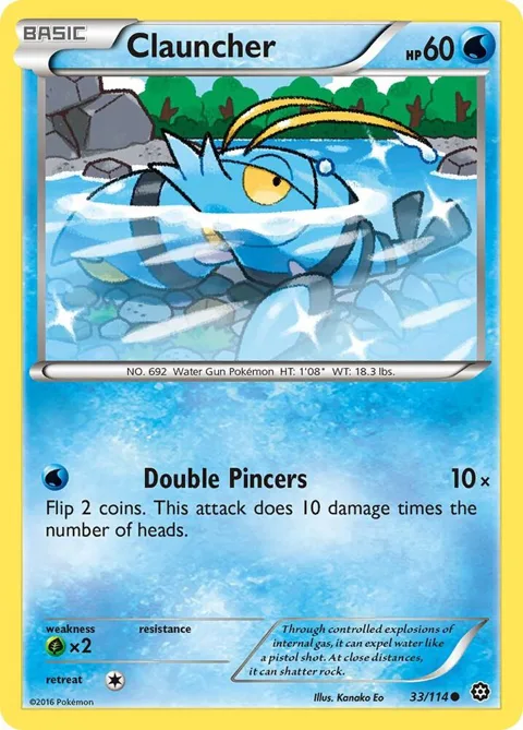Clauncher #33/114 Reverse Holofoil Pokémon card from XY - Steam Siege