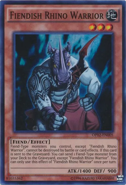 Fiendish Rhino Warrior OP02-EN005 Yu-Gi-Oh card from OTS Tournament Pack 2