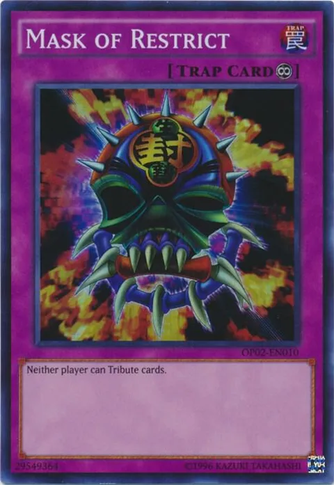 Mask of Restrict OP02-EN010 Yu-Gi-Oh card from OTS Tournament Pack 2