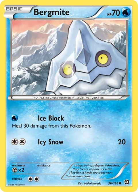 Bergmite #36/114 Reverse Holofoil Pokémon card from XY - Steam Siege