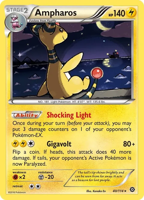 Ampharos #40/114 Holofoil Pokémon card from XY - Steam Siege