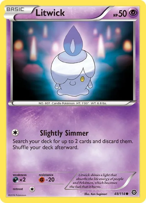 Litwick #48/114 Reverse Holofoil Pokémon card from XY - Steam Siege