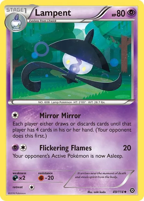 Lampent #49/114 Reverse Holofoil Pokémon card from XY - Steam Siege