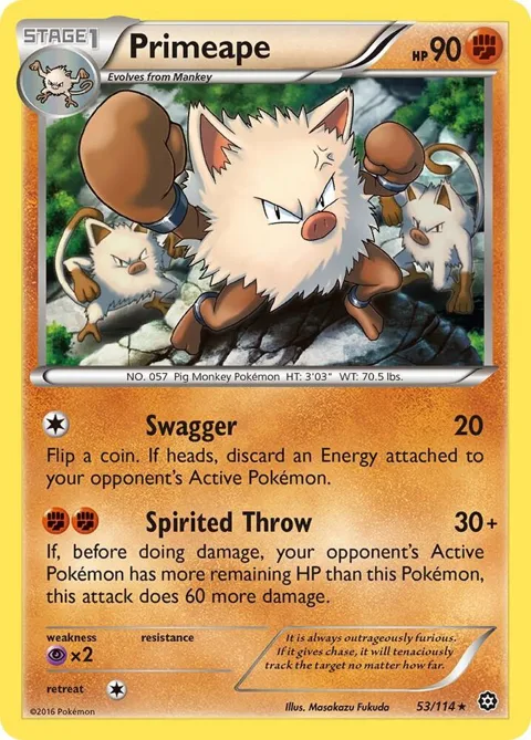 Primeape #53/114 Pokémon card from XY - Steam Siege