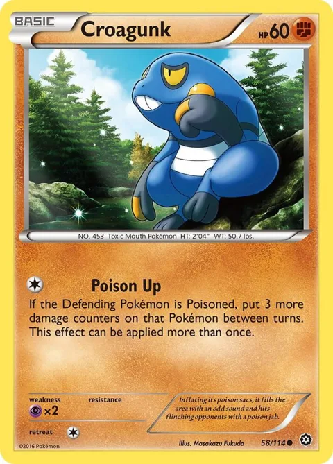 Croagunk #58/114 Reverse Holofoil Pokémon card from XY - Steam Siege