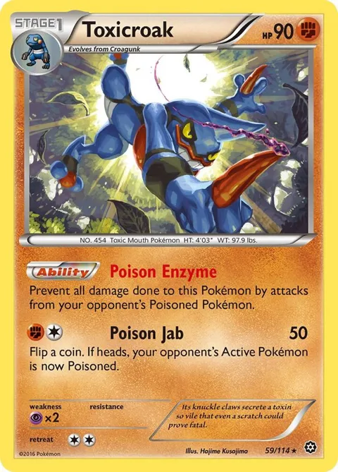 Toxicroak #59/114 Reverse Holofoil Pokémon card from XY - Steam Siege