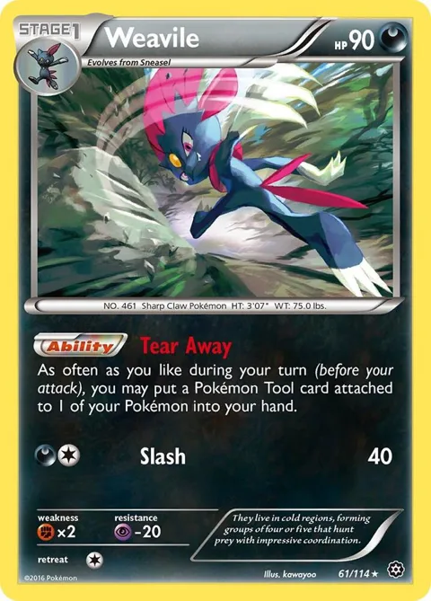 Weavile #61/114 Pokémon card from XY - Steam Siege
