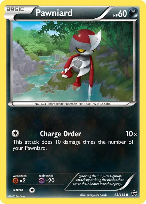 Pawniard #63/114 Pokémon card from XY - Steam Siege