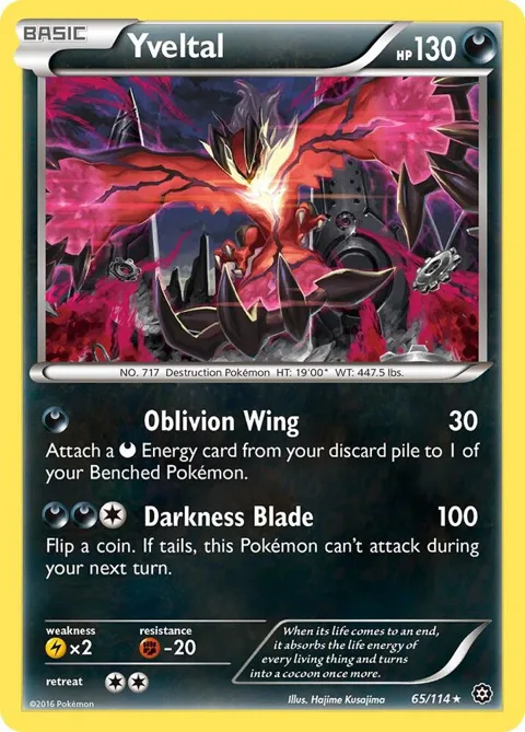 Yveltal #65/114 Holofoil Pokémon card from XY - Steam Siege