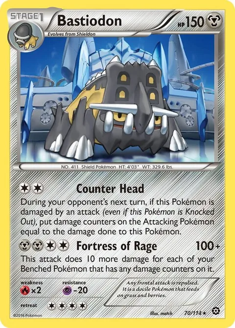 Bastiodon #70/114 Reverse Holofoil Pokémon card from XY - Steam Siege