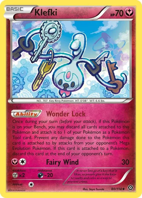 Klefki #80/114 Reverse Holofoil Pokémon card from XY - Steam Siege
