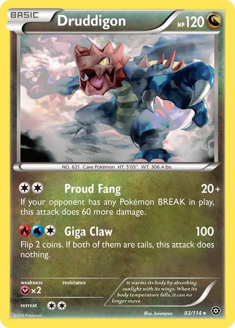 Druddigon #83/114 Pokémon card from XY - Steam Siege