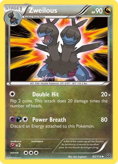 Zweilous #85/114 Pokémon card from XY - Steam Siege