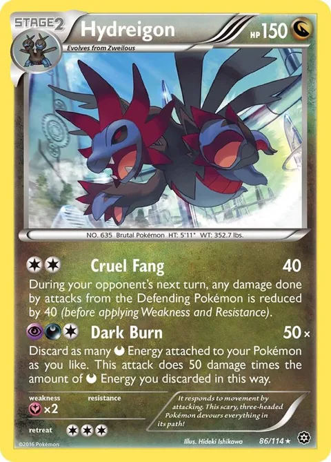 Hydreigon #86/114 Reverse Holofoil Pokémon card from XY - Steam Siege