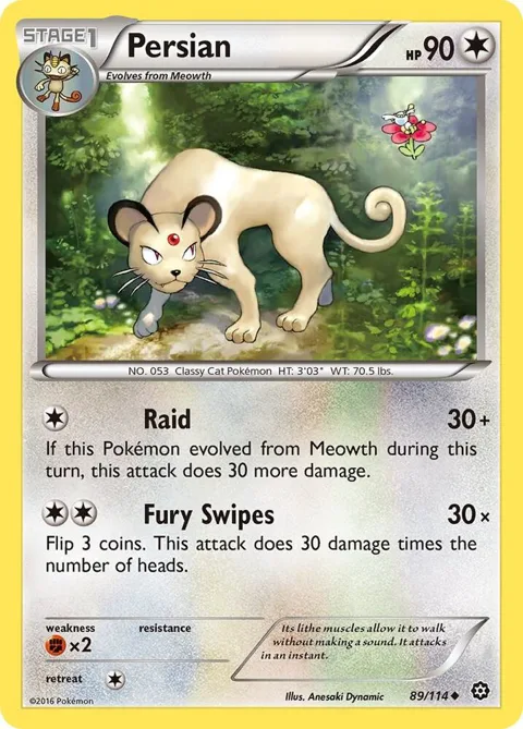 Persian #89/114 Reverse Holofoil Pokémon card from XY - Steam Siege