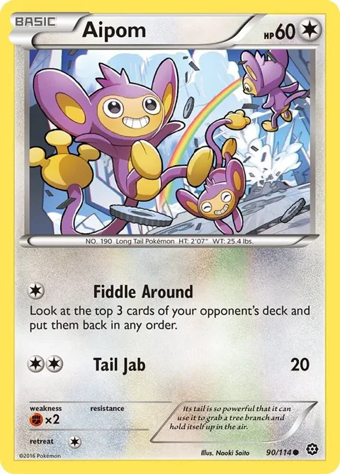 Aipom #90/114 Reverse Holofoil Pokémon card from XY - Steam Siege
