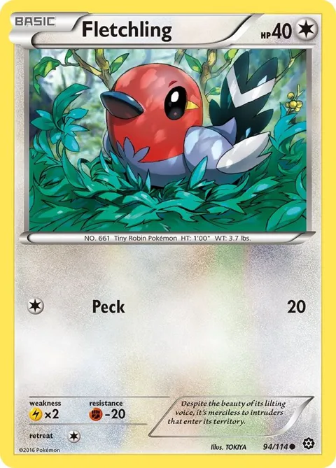 Fletchling #94/114 Reverse Holofoil Pokémon card from XY - Steam Siege