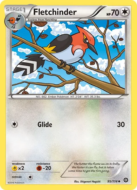Fletchinder #95/114 Reverse Holofoil Pokémon card from XY - Steam Siege