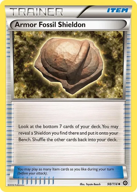 Armor Fossil Shieldon #98/114 Pokémon card from XY - Steam Siege
