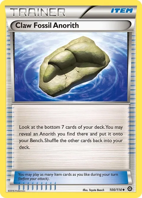 Claw Fossil Anorith #100/114 Reverse Holofoil Pokémon card from XY - Steam Siege
