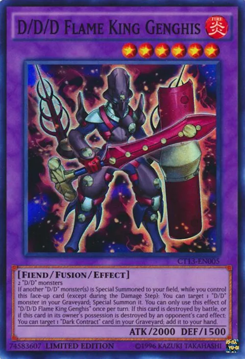 D/D/D Flame King Genghis CT13-EN005 Yu-Gi-Oh card from 2016 Mega-Tins
