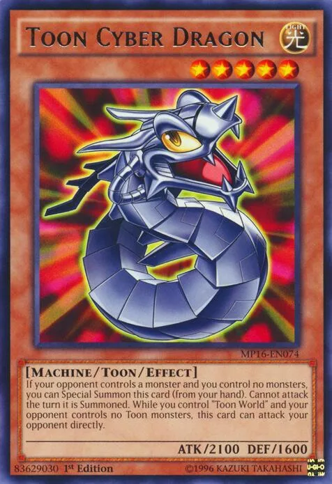 Toon Cyber Dragon MP16-EN074 1st Edition Yu-Gi-Oh card from 2016 Mega-Tins Mega Pack