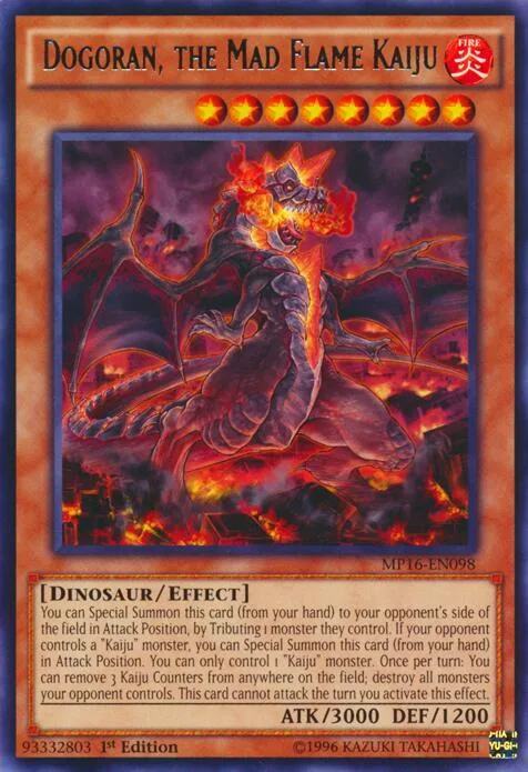 Dogoran, the Mad Flame Kaiju MP16-EN098 Yu-Gi-Oh card from 2016 Mega-Tins Mega Pack