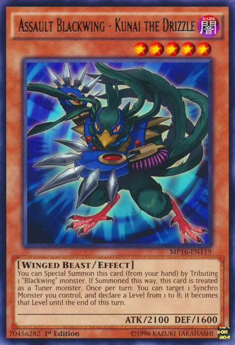 Assault Blackwing - Kunai the Drizzle MP16-EN119 1st Edition Yu-Gi-Oh card from 2016 Mega-Tins Mega Pack