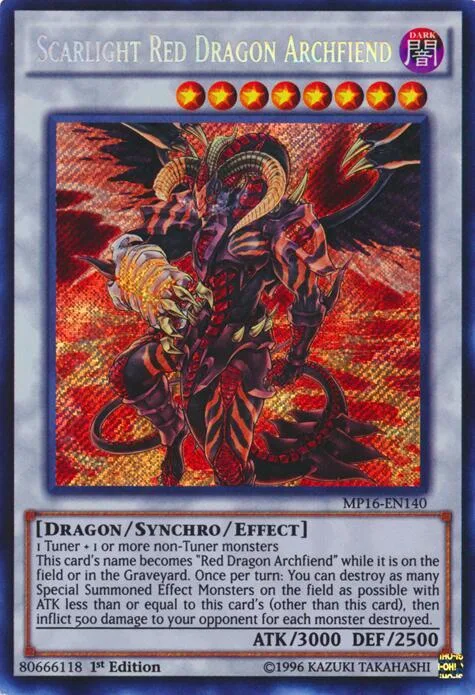 Scarlight Red Dragon Archfiend MP16-EN140 Unlimited Yu-Gi-Oh card from 2016 Mega-Tins Mega Pack