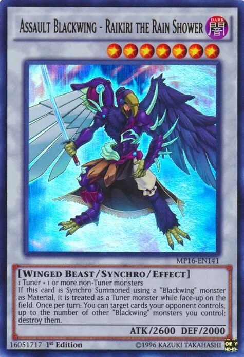 Assault Blackwing - Raikiri the Rain Shower MP16-EN141 1st Edition Yu-Gi-Oh card from 2016 Mega-Tins Mega Pack