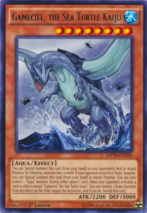 Gameciel, the Sea Turtle Kaiju MP16-EN164 Unlimited Yu-Gi-Oh card from 2016 Mega-Tins Mega Pack
