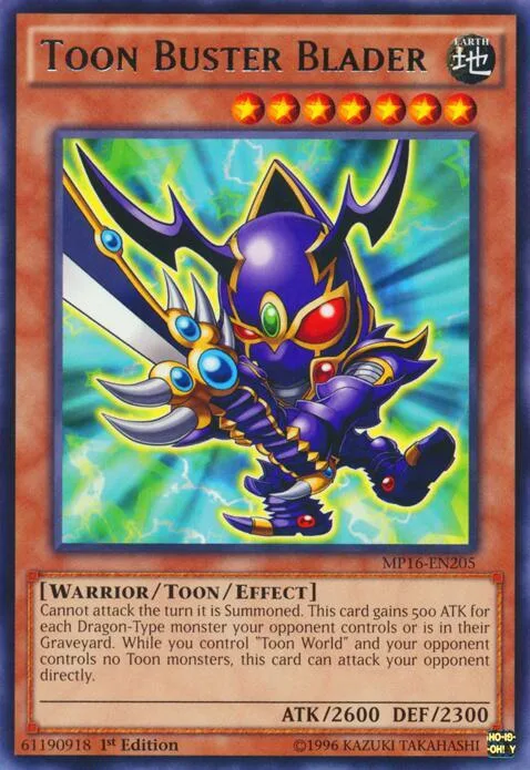 Toon Buster Blader MP16-EN205 1st Edition Yu-Gi-Oh card from 2016 Mega-Tins Mega Pack