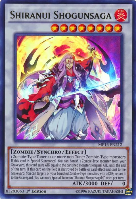 Shiranui Shogunsaga MP16-EN212 Unlimited Yu-Gi-Oh card from 2016 Mega-Tins Mega Pack