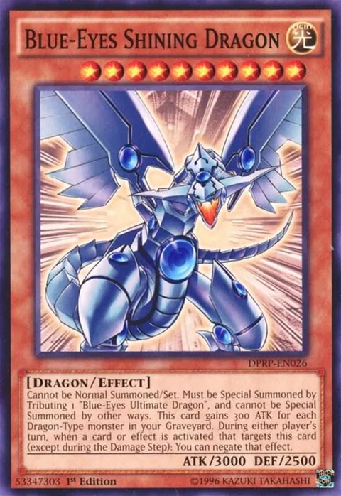 Blue-Eyes Shining Dragon DPRP-EN026 Yu-Gi-Oh card from Duelist Pack: Rivals of the Pharaoh