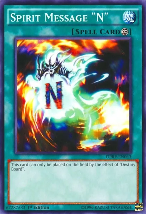 Spirit Message "N" DPRP-EN043 Yu-Gi-Oh card from Duelist Pack: Rivals of the Pharaoh