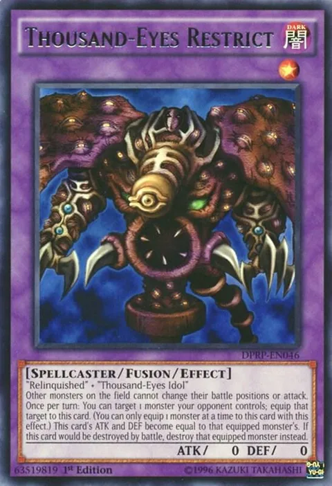 Thousand-Eyes Restrict DPRP-EN046 Yu-Gi-Oh card from Duelist Pack: Rivals of the Pharaoh