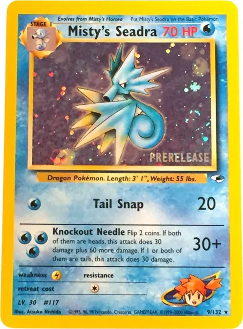 Misty's Seadra Prerelease #009/132 Holofoil Pokémon card from WoTC Promo